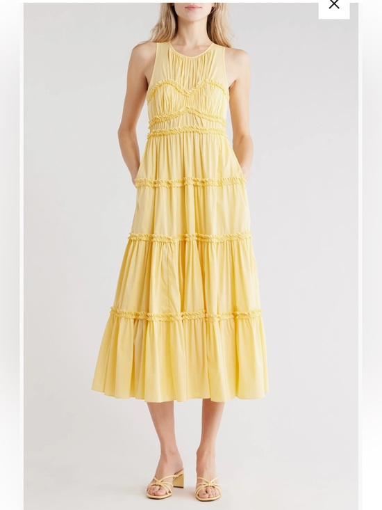 cinq a sept Dresses & Skirts - cinq a sept Yellow Tiered Ruffle Midi Dress size 0